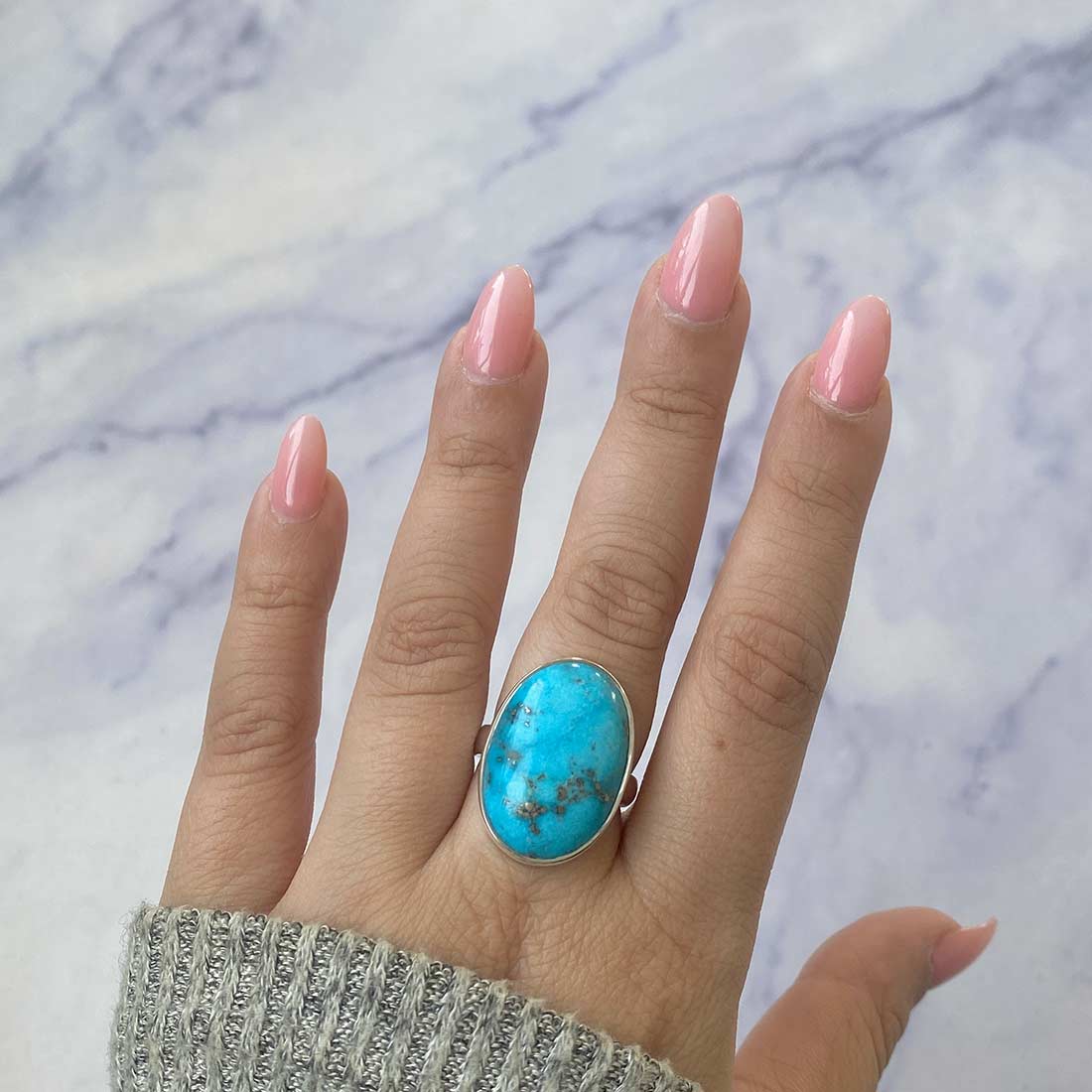 Turquoise Adjustable Ring-(TRQ-R-156.)